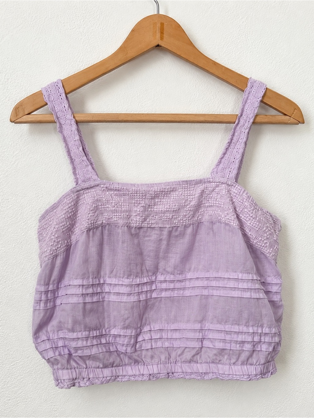 Aeropostale Lavender Crochet Trim Crop Tank Top Medium Lilac Boho Y2K